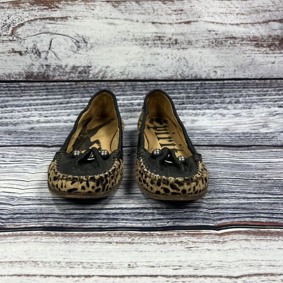 Lucchese Spirit Leopard Print Hair Flats Loafers Moccasins, Women’s Size 7.5 - Picture 2 of 8